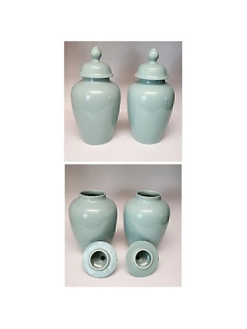 Lots of 2 China ancient Porcelain Blue Glaze Open light Lid 14.6